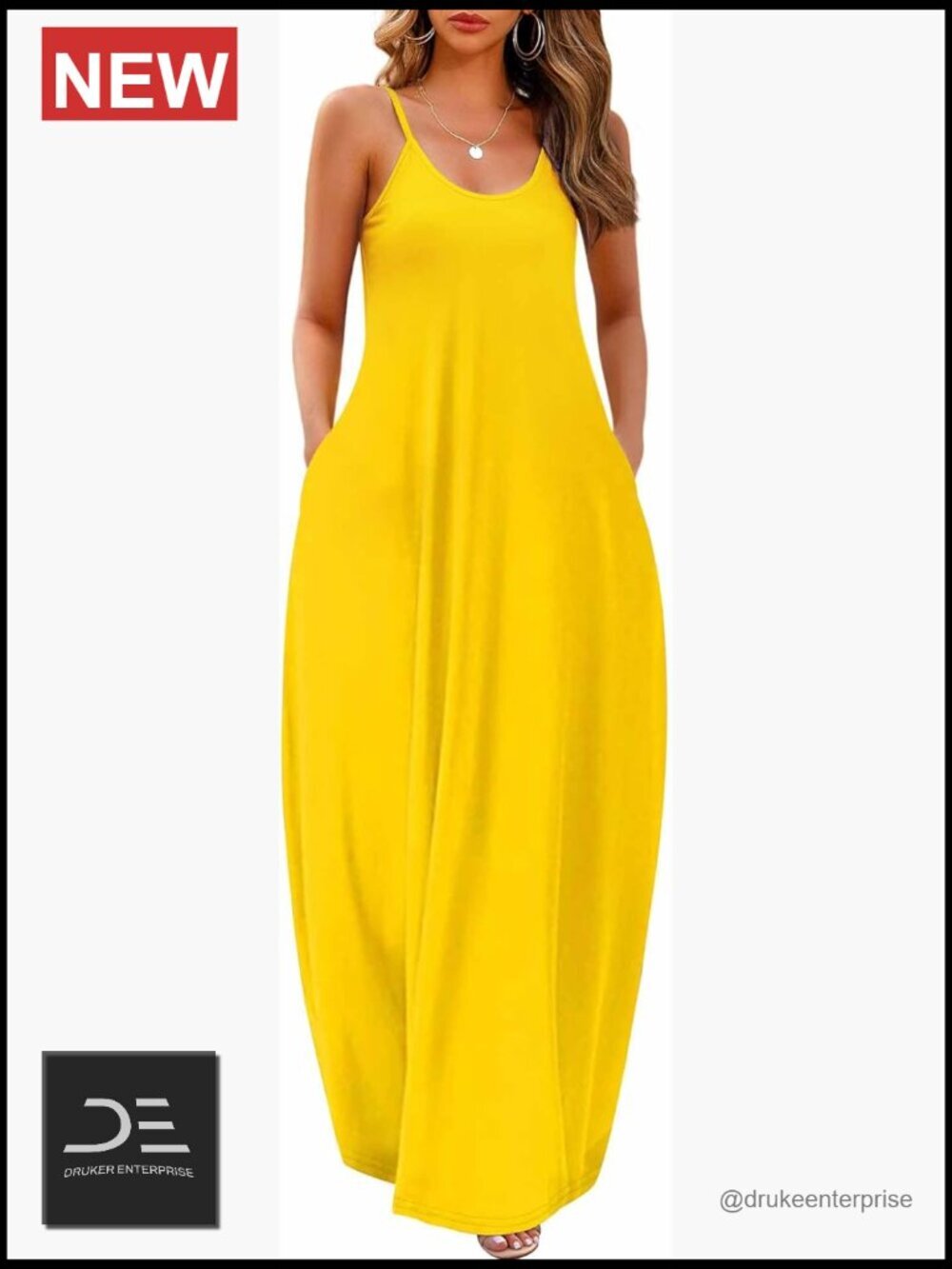 Plus Size Maxi Dress with Pockets Casual Loose Fit Summer Beach Travel